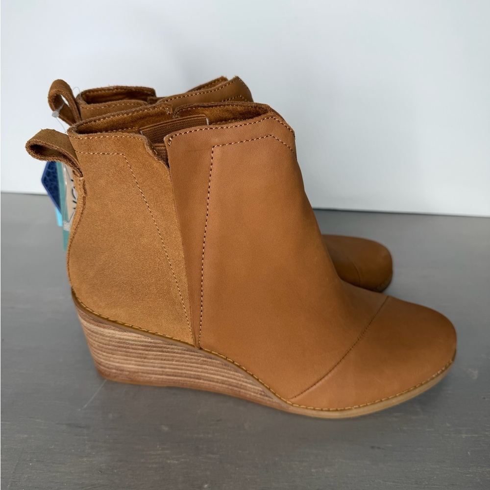 TOMS Kelsey Boots Womens Size 9 Tan Brown  Suede Wedge Ankle Booties NWT - Picture 5 of 11